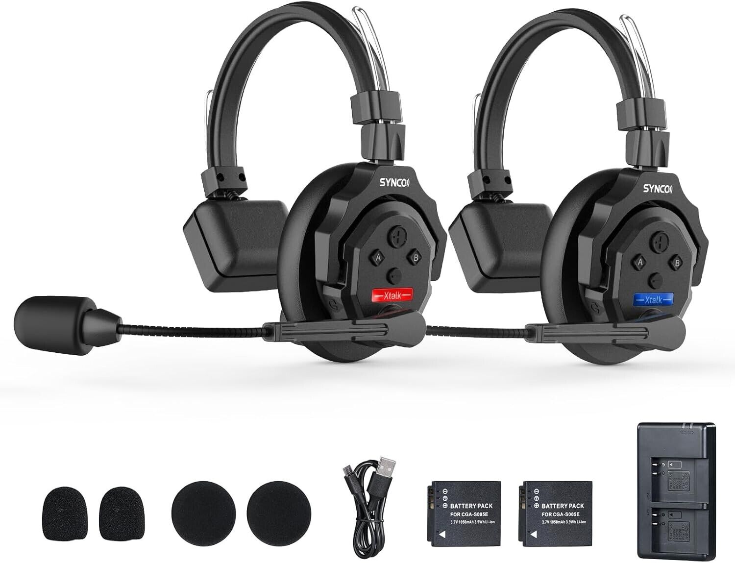 SYNCO Xtalk X2 2.4GHz 350m\/1148ft Wireless Intercom Headset System Full Duplex