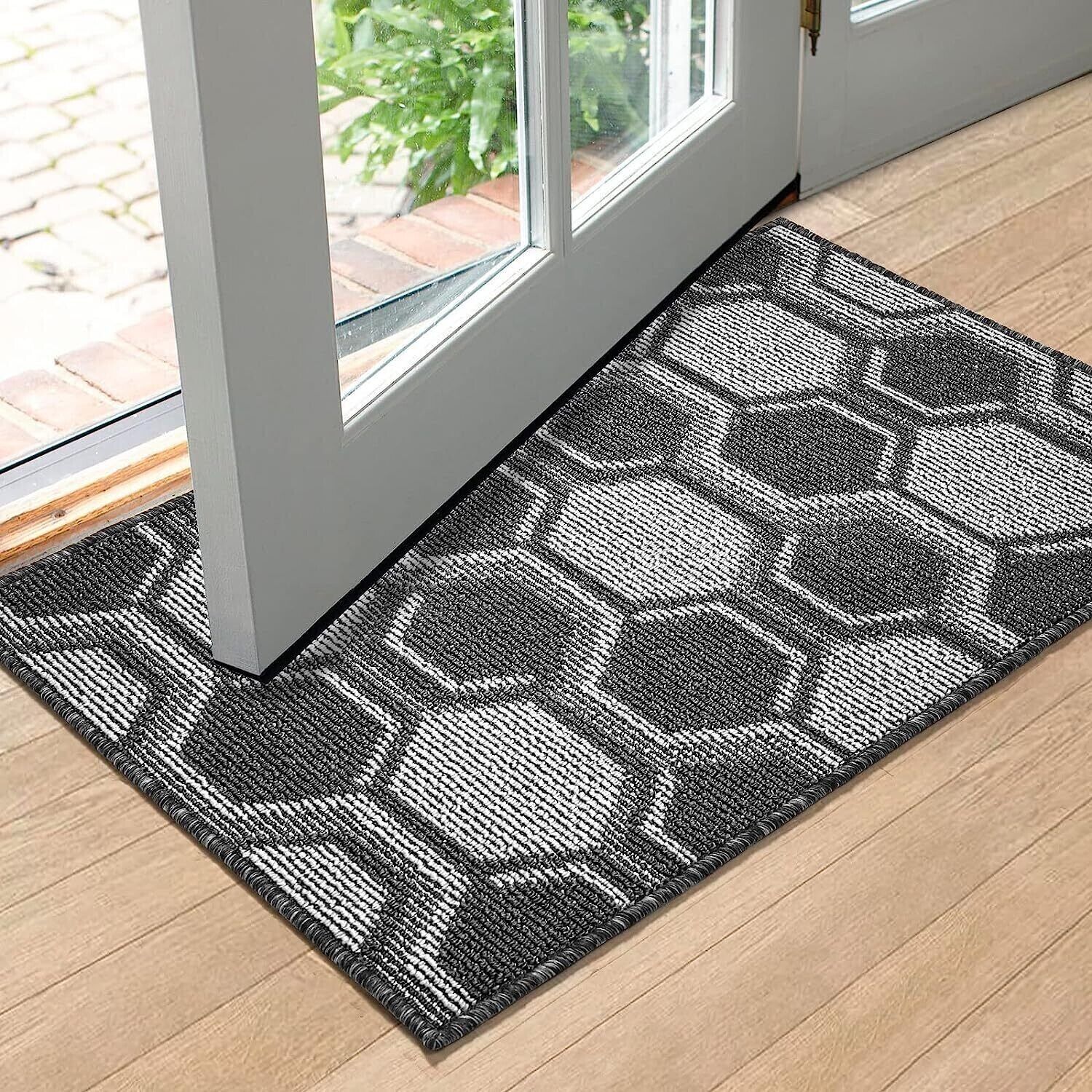 Dirt Trapper Door Mat,Non-slip Super Absorbent Entrance Rug 80x120 Grey Hex