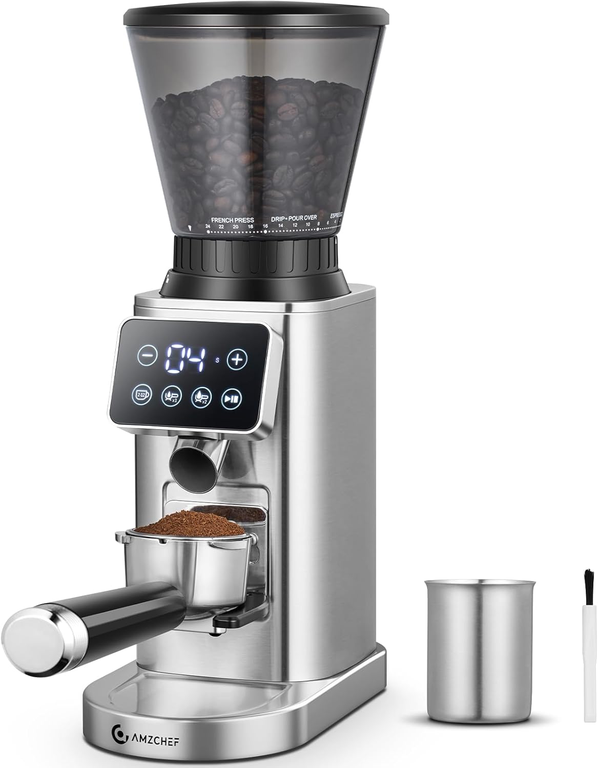 AMZCHEF Electric Coffee Grinder for Home Use, 24 Precise Grind Setting, Espresso