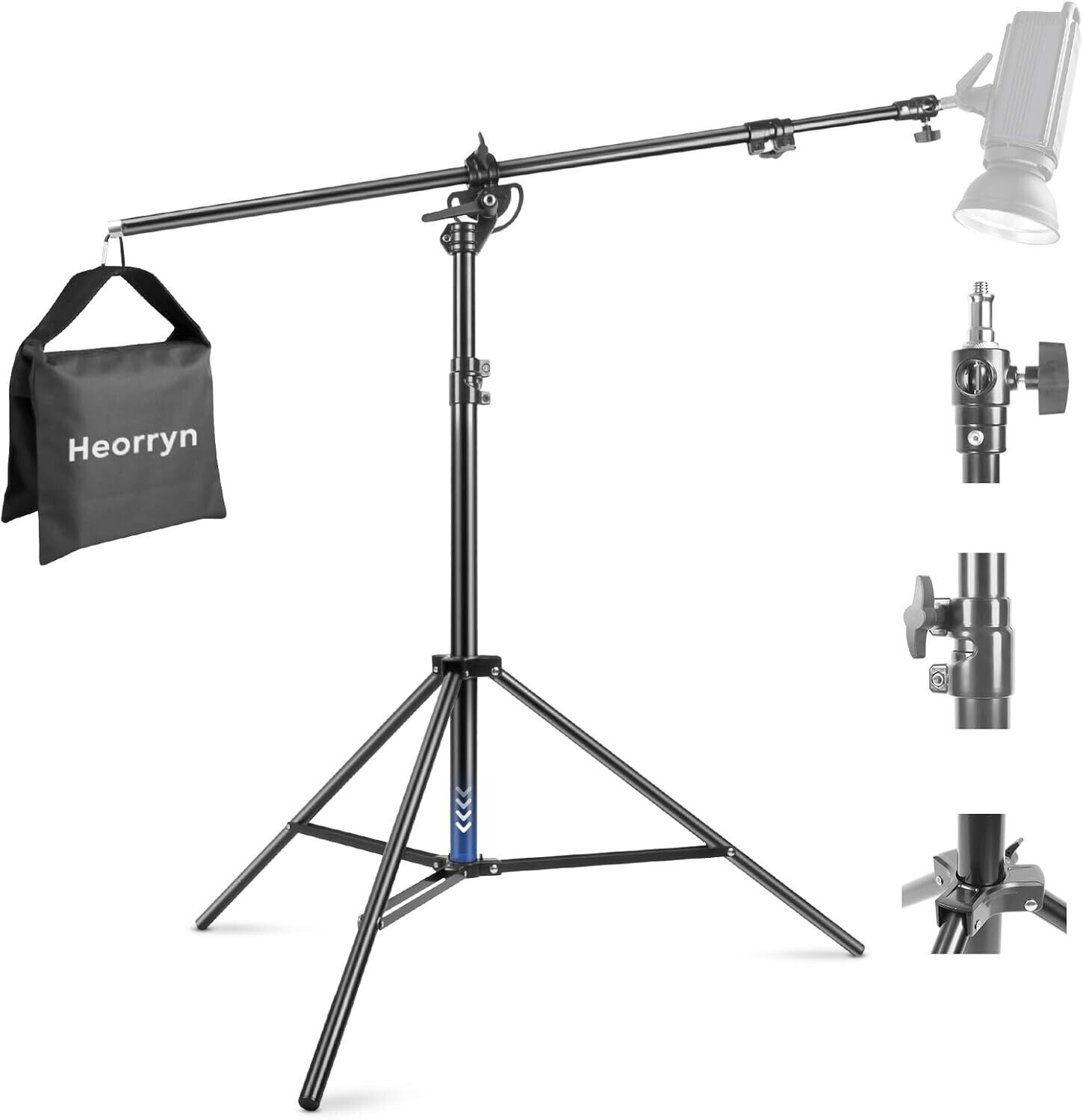 Heorryn 2-in-1 Aluminum Light Stand 400cm\/13ft, Adjustable Photography