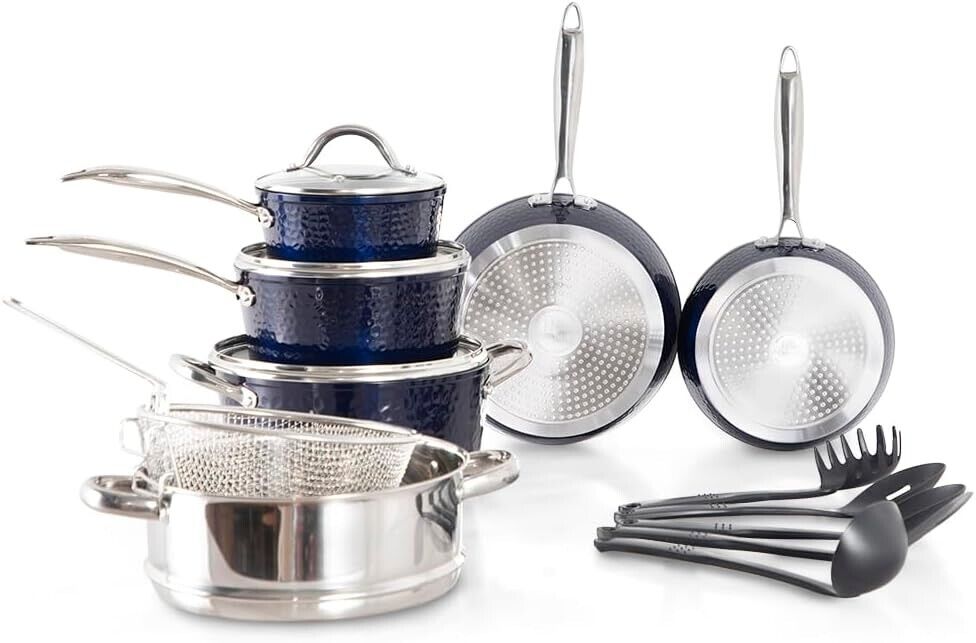 Kitchen Academy 15 Pieces Non-Stick Cookware Set, Nonstick Induction