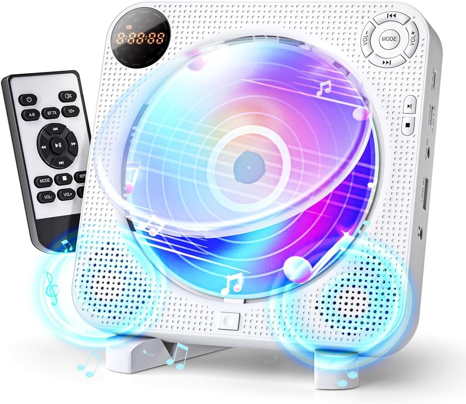 DESOBRY Portable CD Player with Bluetooth, Wall Mounted CD Player with Speakers