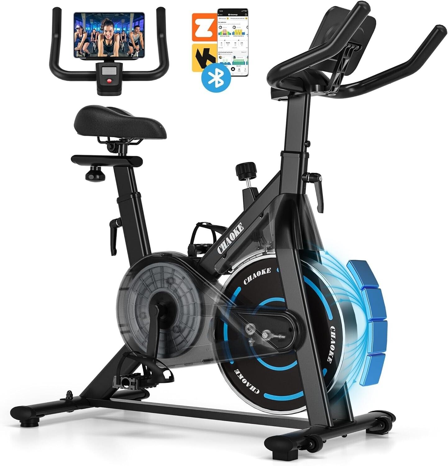 Stationary Bike for Home Fitness, Ultra-Quiet Magnetic Resistance Indoor Cycling Bike, Large Tablet Holder, Comfortable Seat
