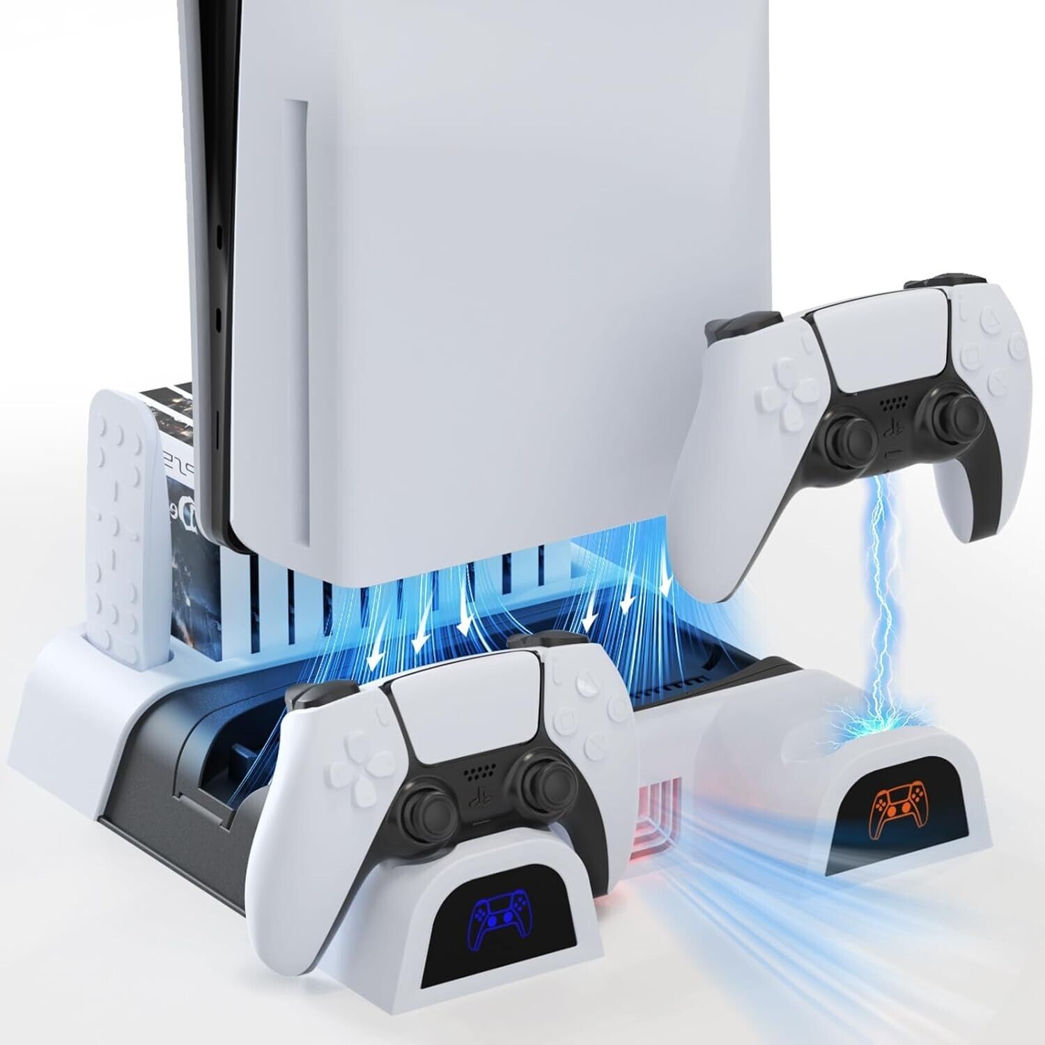 Aceshop PS5\/PS5 Slim Vertical Stand with Cooling Fan, Multifunctional Stand