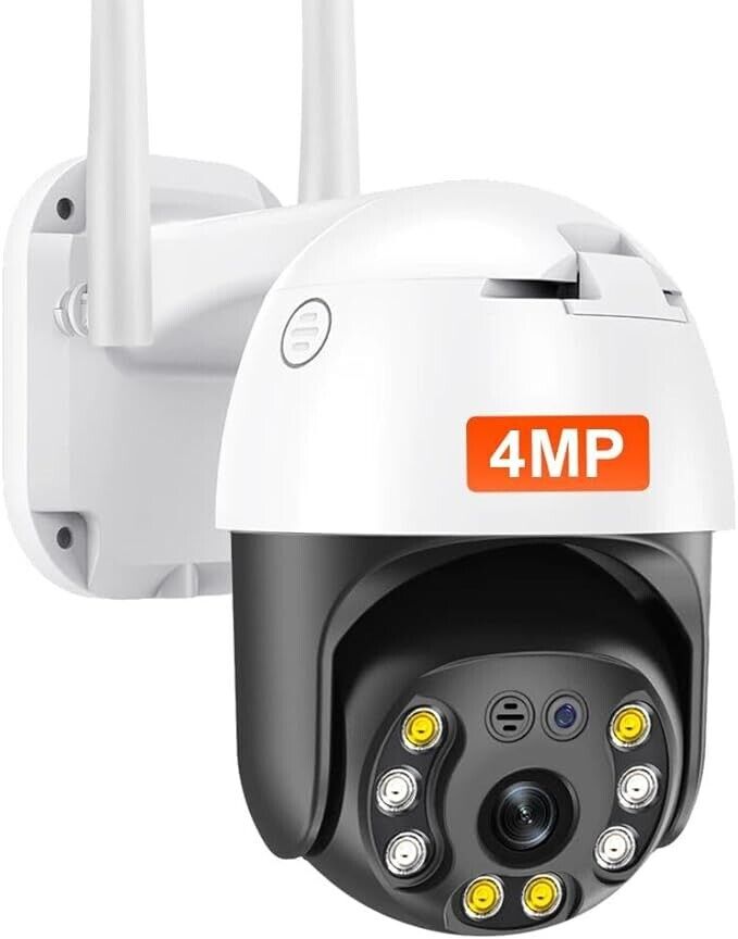 4MP PTZ Security Camera Outdoor, Wireless Pan Tilt Zoom IP Camera