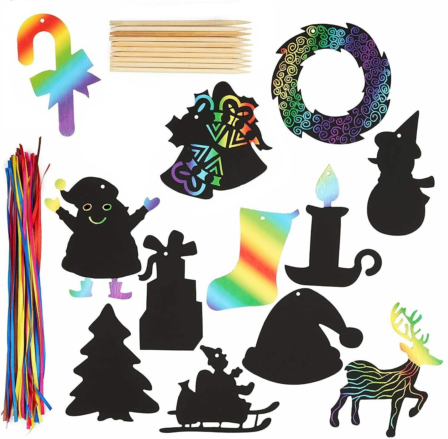 School Christmas Scratch Art Bundle, 120 pieces Kids Xmas art Project