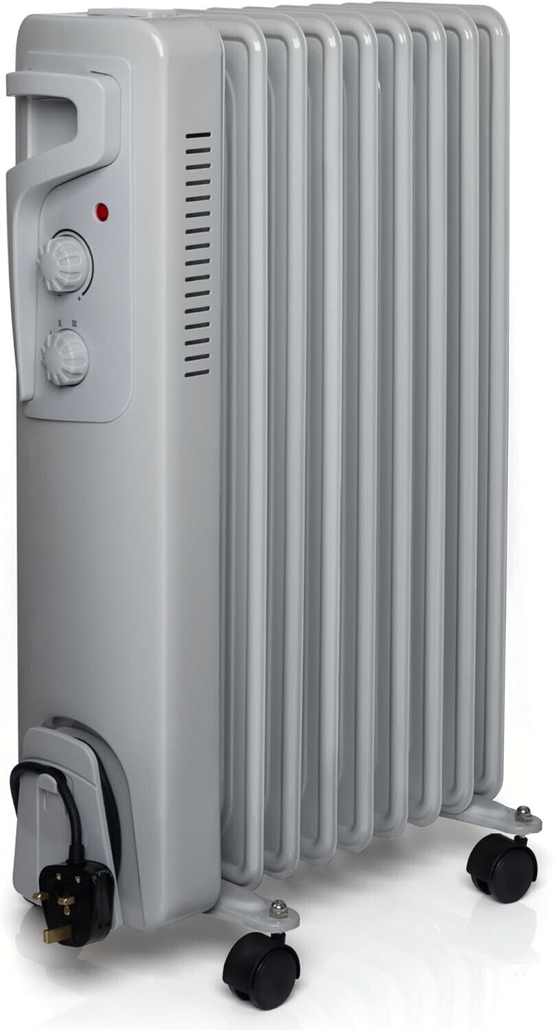 Futura Oil Filled Radiators Free Standing 2000W, Electric Oil Heater with 3 Heat