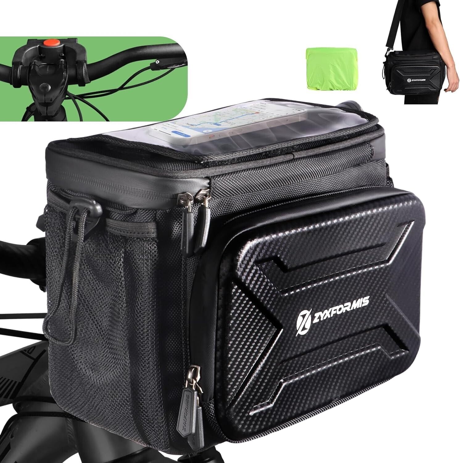 Bike Handlebar Bag with Phone Holder, Water Resistant Cycling Front Bag