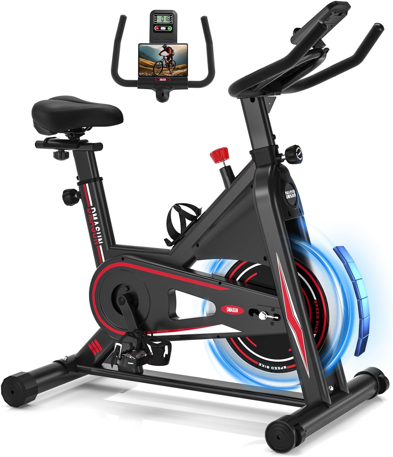 DMASUN Premium Indoor Cycling Bike with LCD Display and Tablet Holder - Silent Resistance System, Adjustable Seat & Handlebars, 350LB Capacity for Home Fitness