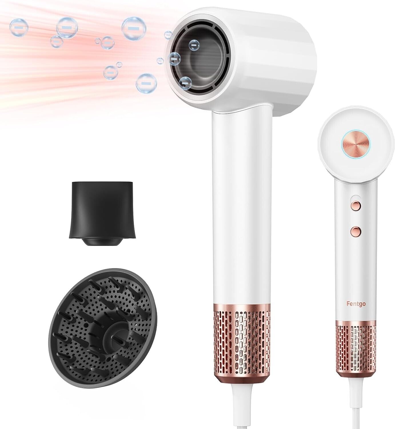 Hair Dryer with Diffuser and Nozzle, High Speed Ionic Professional Hair Dryer