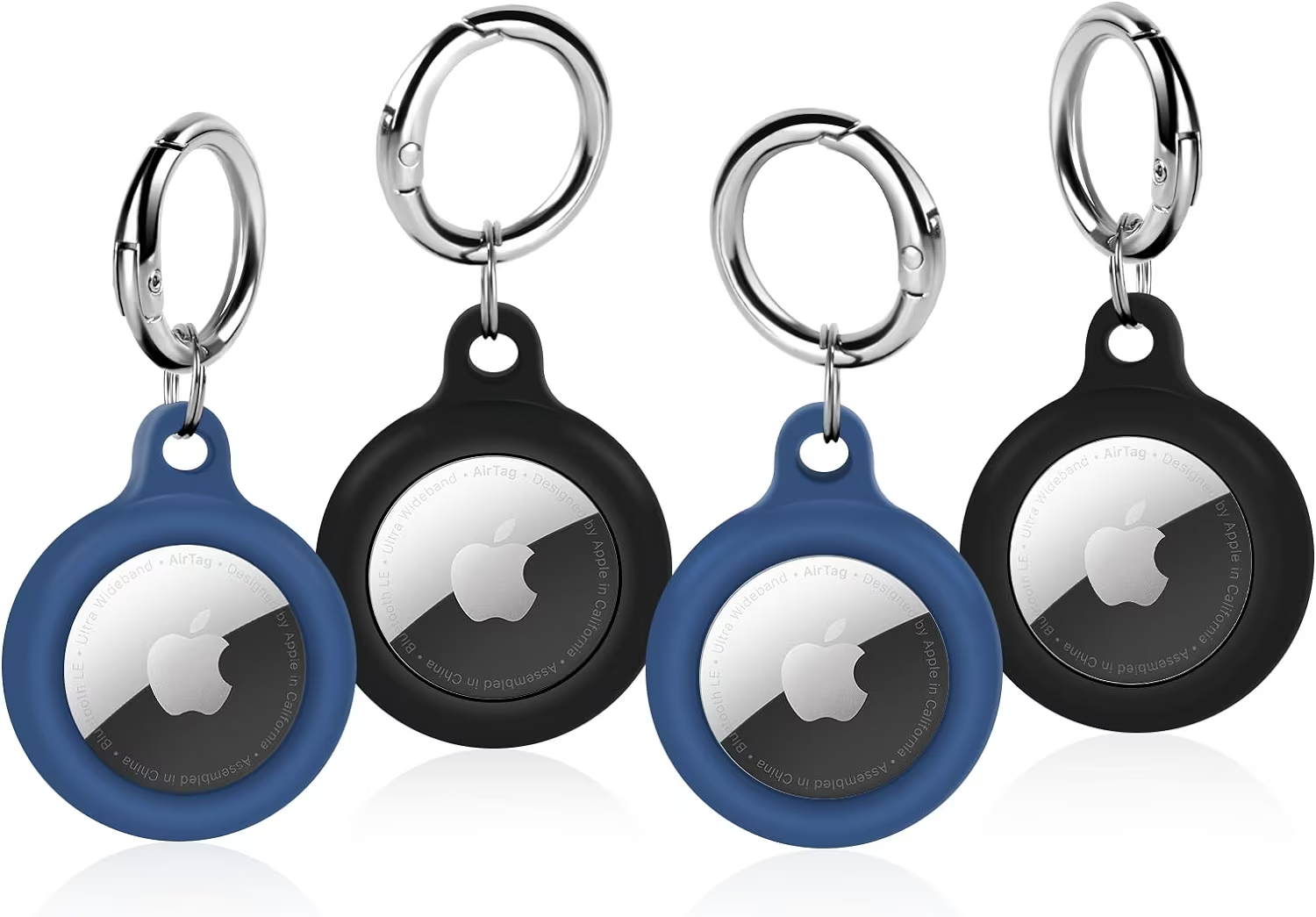 LETREEN Airtag Case, 4 Pack Silicone Airtag Holder with Key Ring, Protective