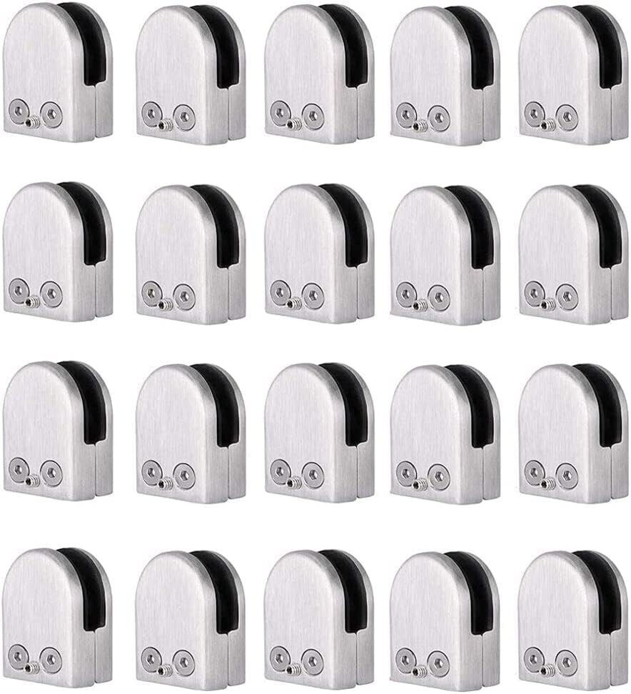 Balustrade Glass Clamp, 20pcs Axis Glass Clamps - Grade 304 Stainless Steel