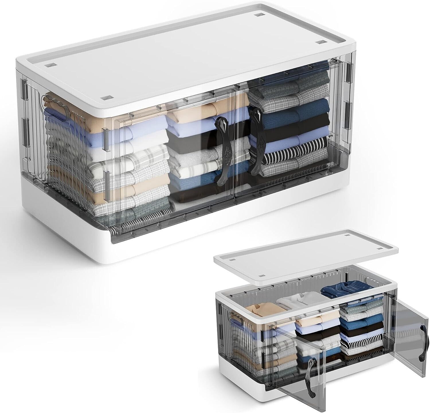 43L Storage Box with Lid, Collapsible Large Storage Bins