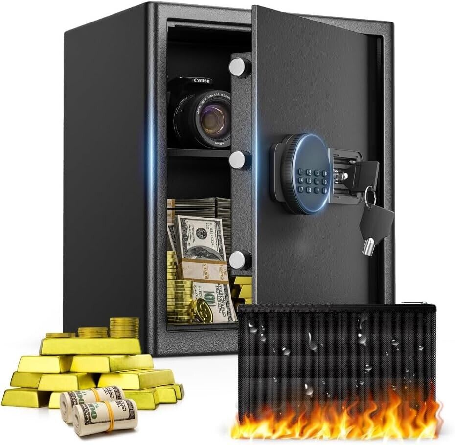 53L Safe Box Safes for Home BITOWAT Fireproof Safe with Keypad LED Indicator