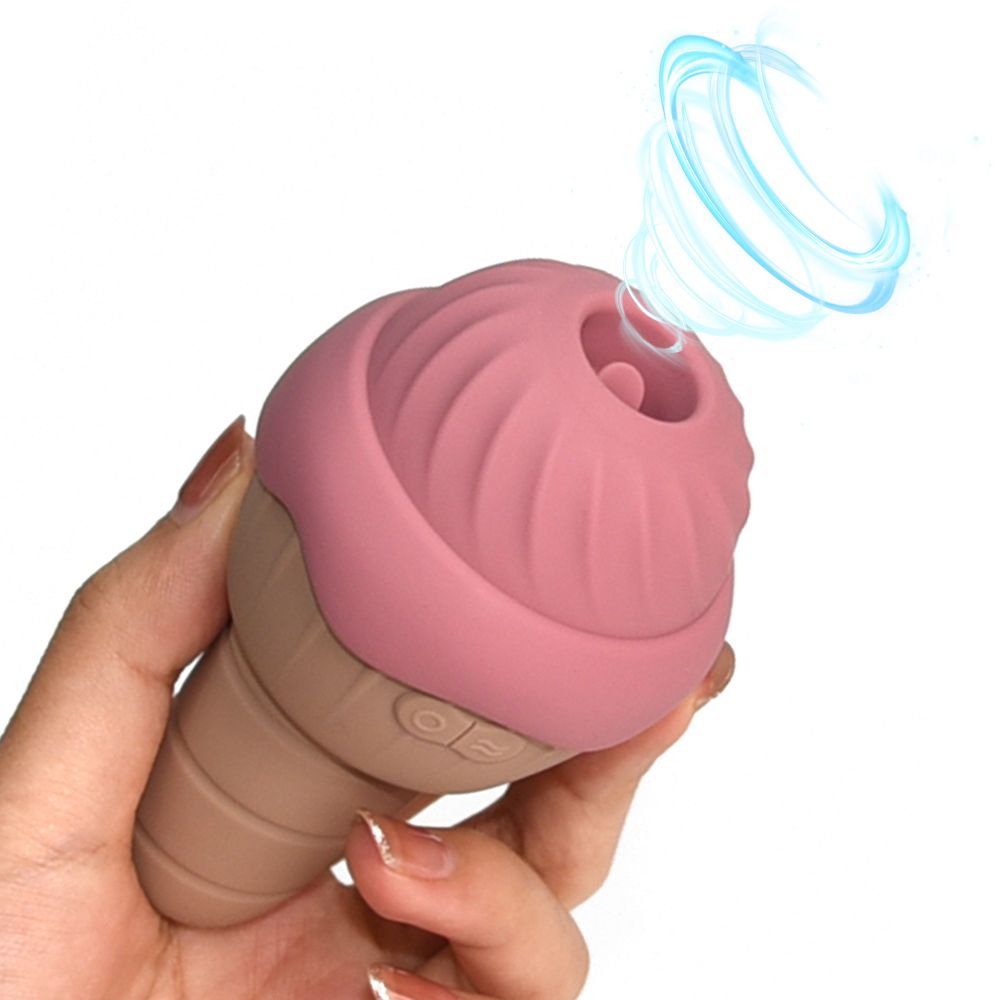 Ice-Cream Vibrator Tongue Licking & Suction, USB rechargeable, 7 tongue licking & sucking functions, 3 intensities & 4 vibration modes, Wosilicone