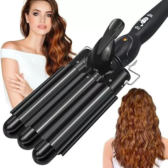 Mermaid Barrel Hair Curler, 25mm Triple 3 Barrel Hair Styling Wave Tool, Varying Temperature