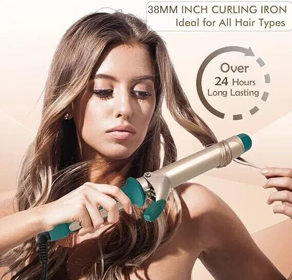 Hair Curler, Curling Tongs Wand, 38mm Large Ceramic - Tourmaline Barrel, adjustable temperature range 120\u00b0C - 210\u00b0C