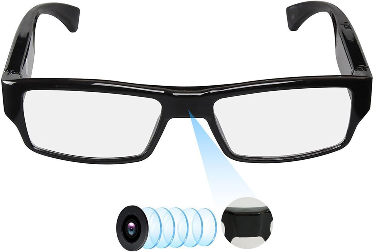 Camera Glasses with Video Support Up to 256GB TF Card 1080P Video Camera Glasses Portable Video Recorder (Included 32GB TF Card)