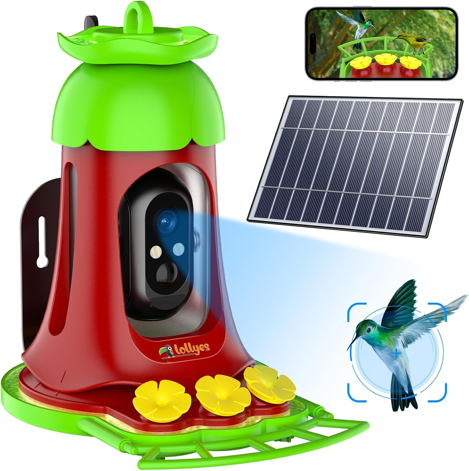 Bird Feeder with Camera, AI Identify Bird Species Smart Bird Feeder with 7W Solar Panel
